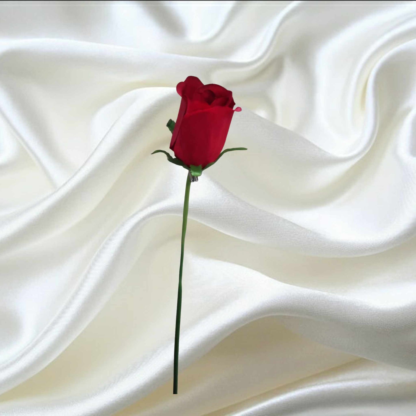 30cm Stemmed Rosebud Red - Evergreen Silk Plants