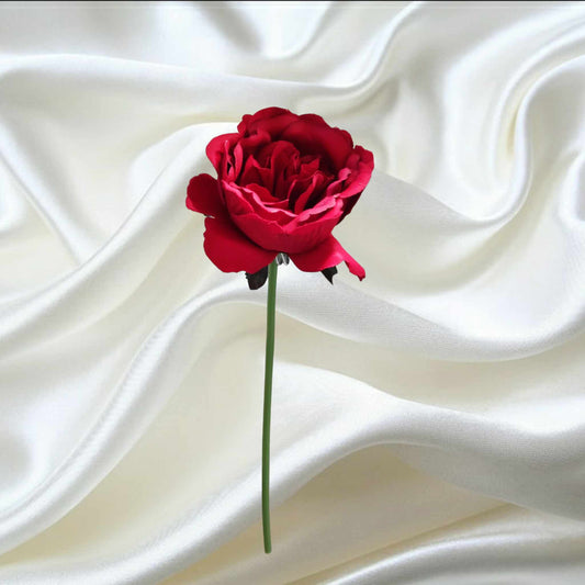 27cm Stemmed Cabbage Rose - Evergreen Silk Plants