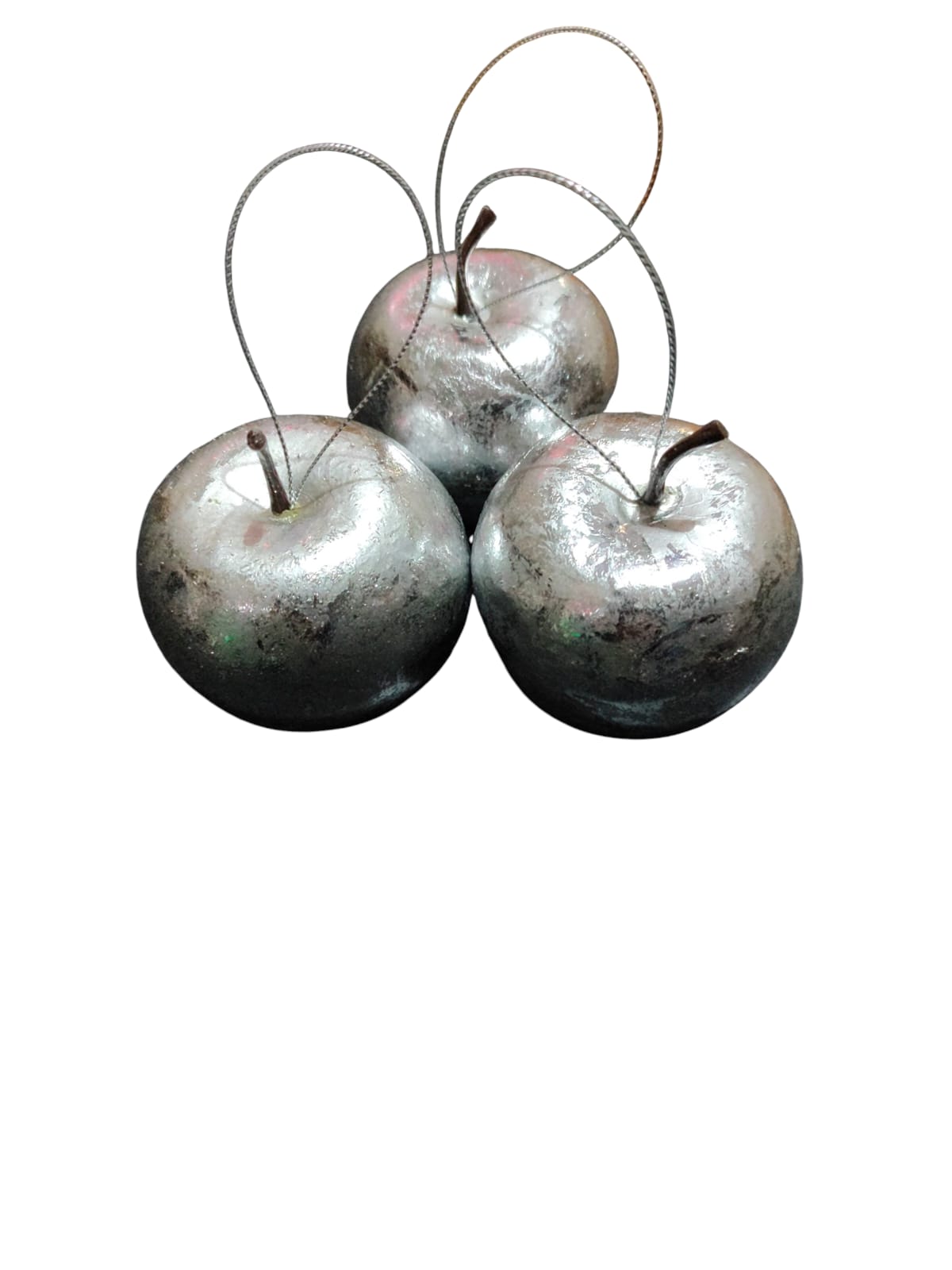 6cm Silver Apples x 3