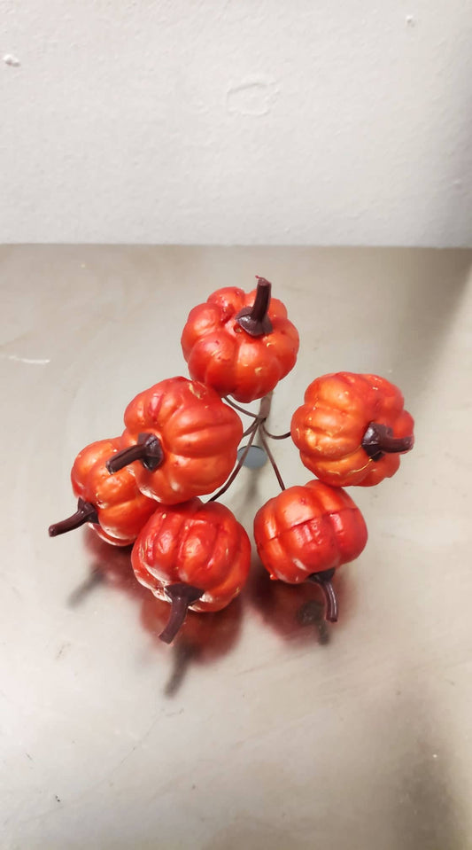 16cm PUMPKIN Bunch x 6 - Evergreen Silk Plants