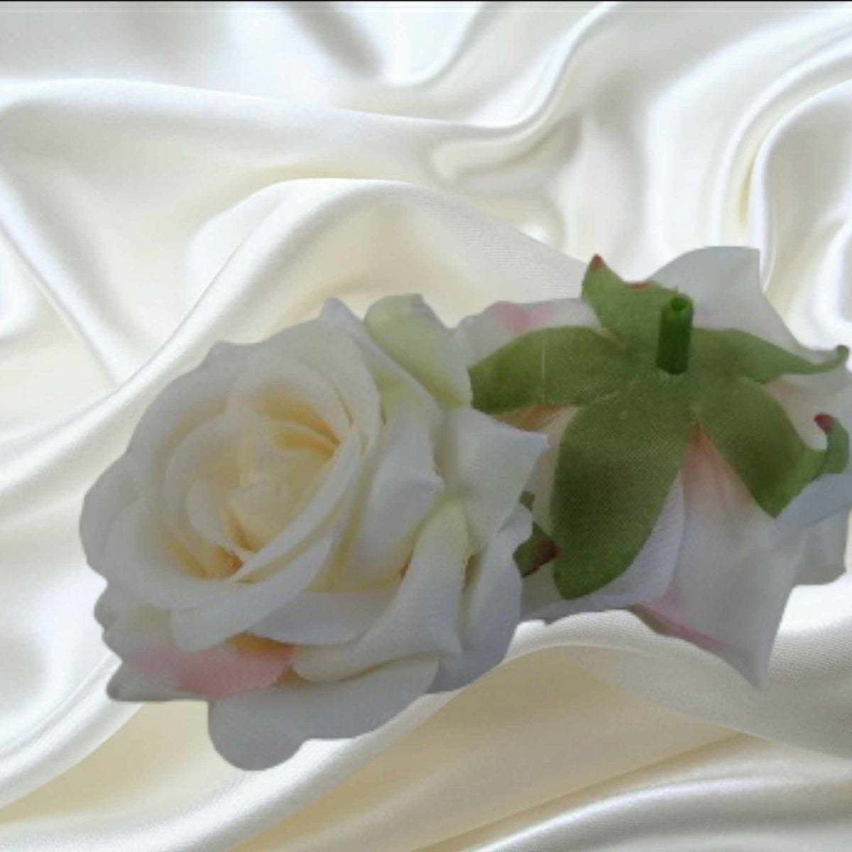5.5cm Silk Rose Ivory/Pink | Evergreen Silk Plants