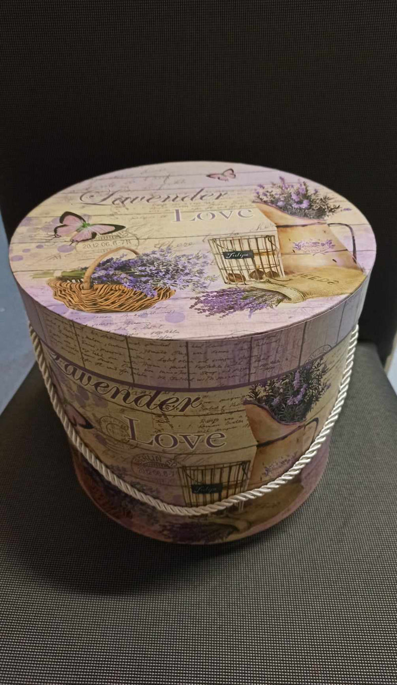 Hat box lavender love 19cm x 17cm | Evergreen Silk Plants