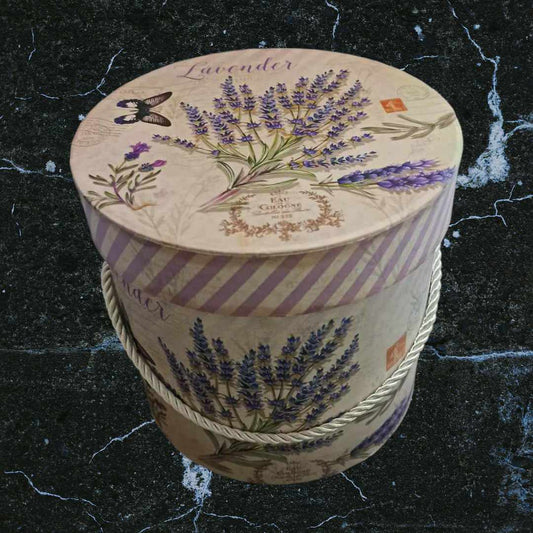 Hat box lavender 23cm x 19 cm - Evergreen Silk Plants