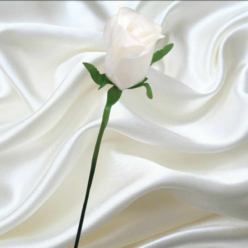 30cm LARGE ROSEBUD White | Evergreen Silk Plants