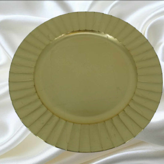 33cm Plate Gold with scallop edge - Evergreen Silk Plants