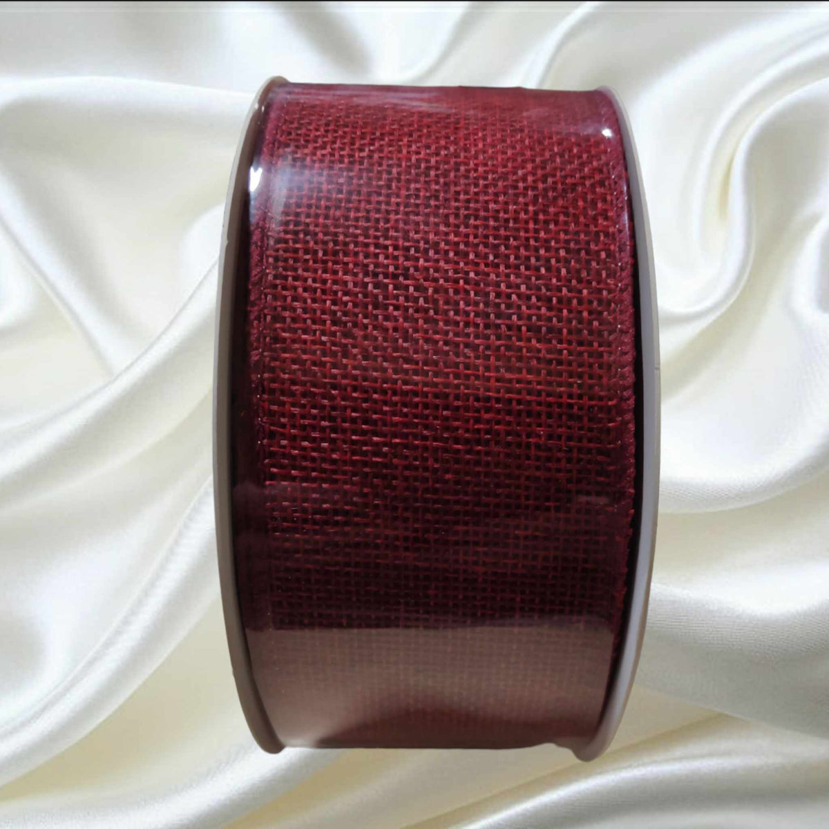 Red Jute Ribbon with wired edge 50mm x 10mtrs - Evergreen Silk Plants