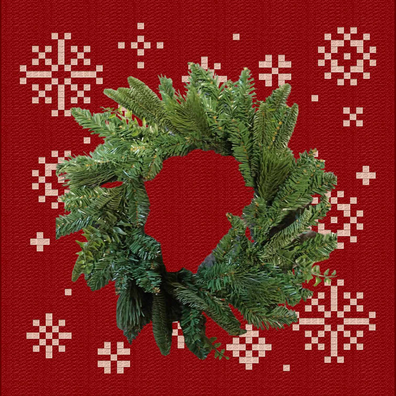 60cm Mixed Spruce Christmas Wreath - Evergreen Silk Plants