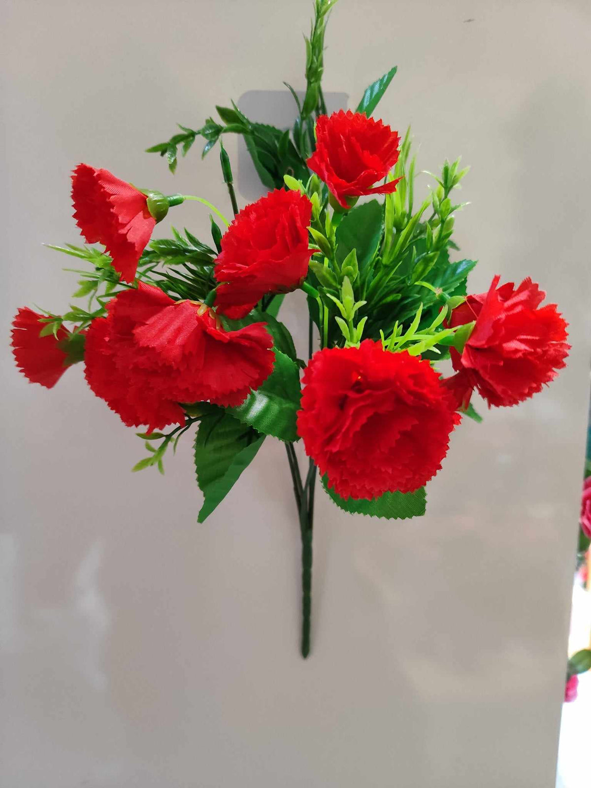 35cm Carnation Bouquet Red - Evergreen Silk Plants