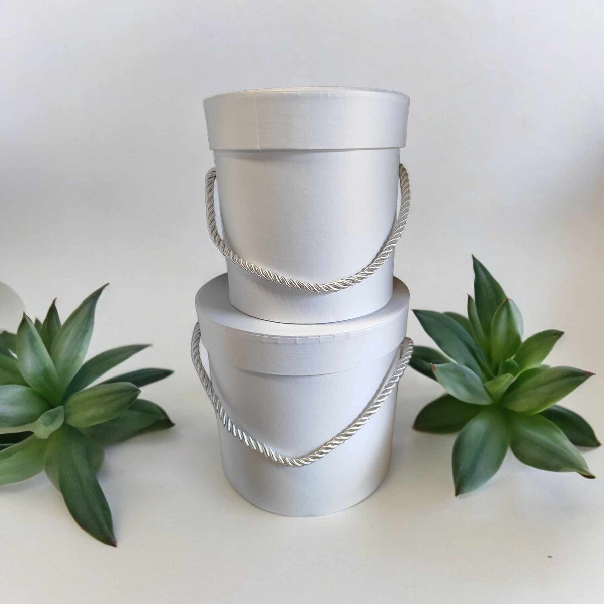 Set of 2 Hat Boxes White