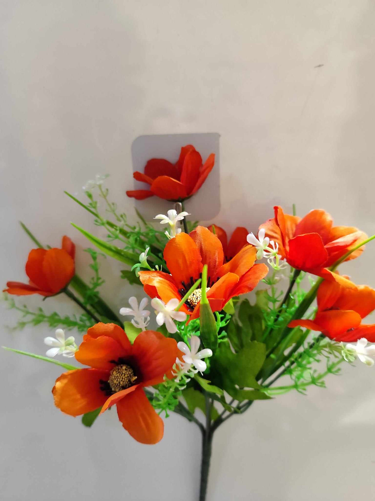 33cm Poppy Bouquet with filler Orange - Evergreen Silk Plants