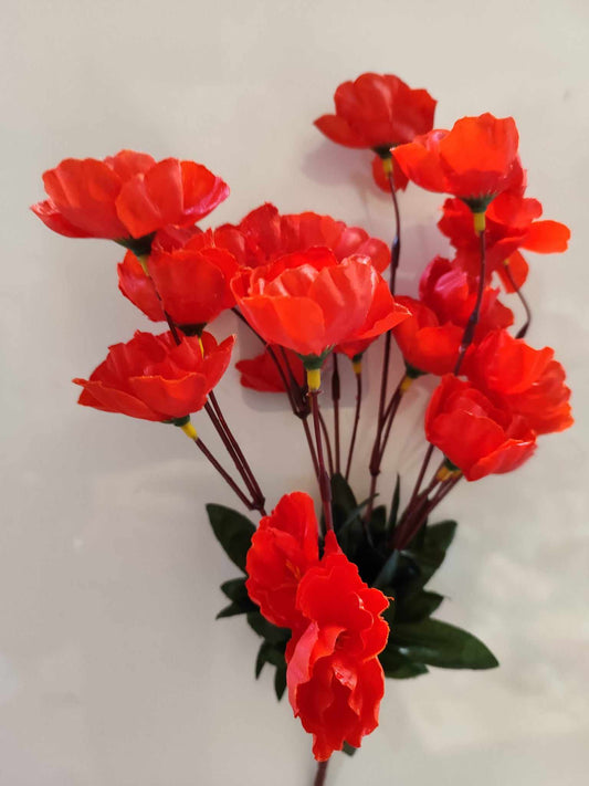 34cm Azalea Bouquet Red - Evergreen Silk Plants
