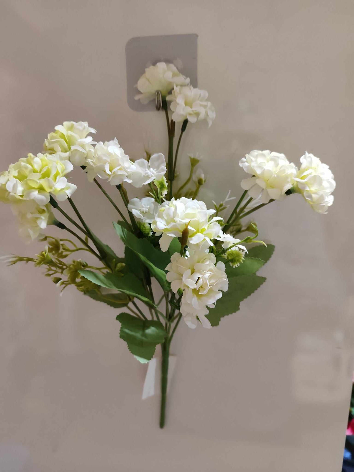 30cm Chrysanthemum Bouquet Cream, Green hue - Evergreen Silk Plants