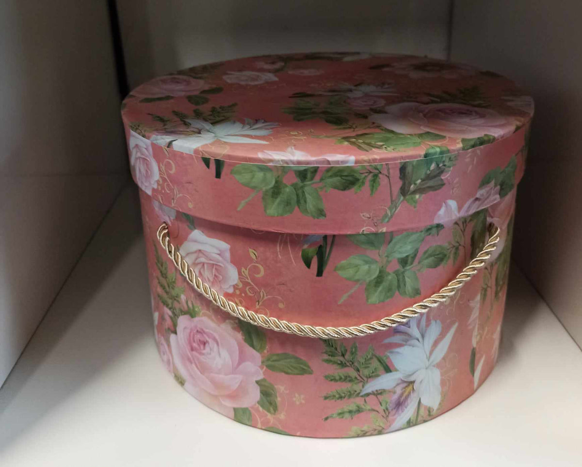 Pink rose hatbox 15cm x 24cm