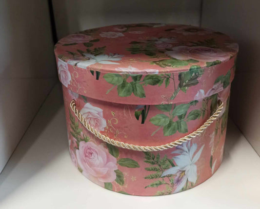 Pink rose hatbox 15cm x 24cm - Evergreen Silk Plants