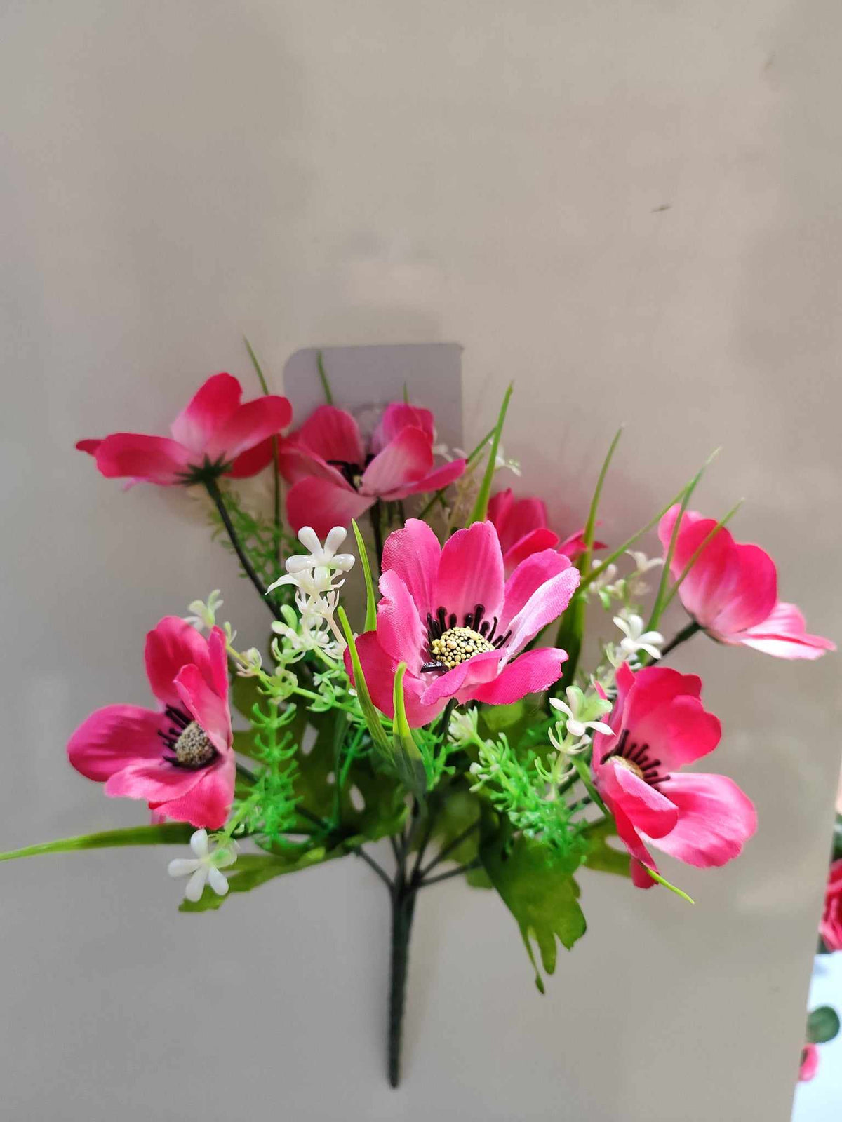 33cm Poppy Bouquet with filler Cerise - Evergreen Silk Plants