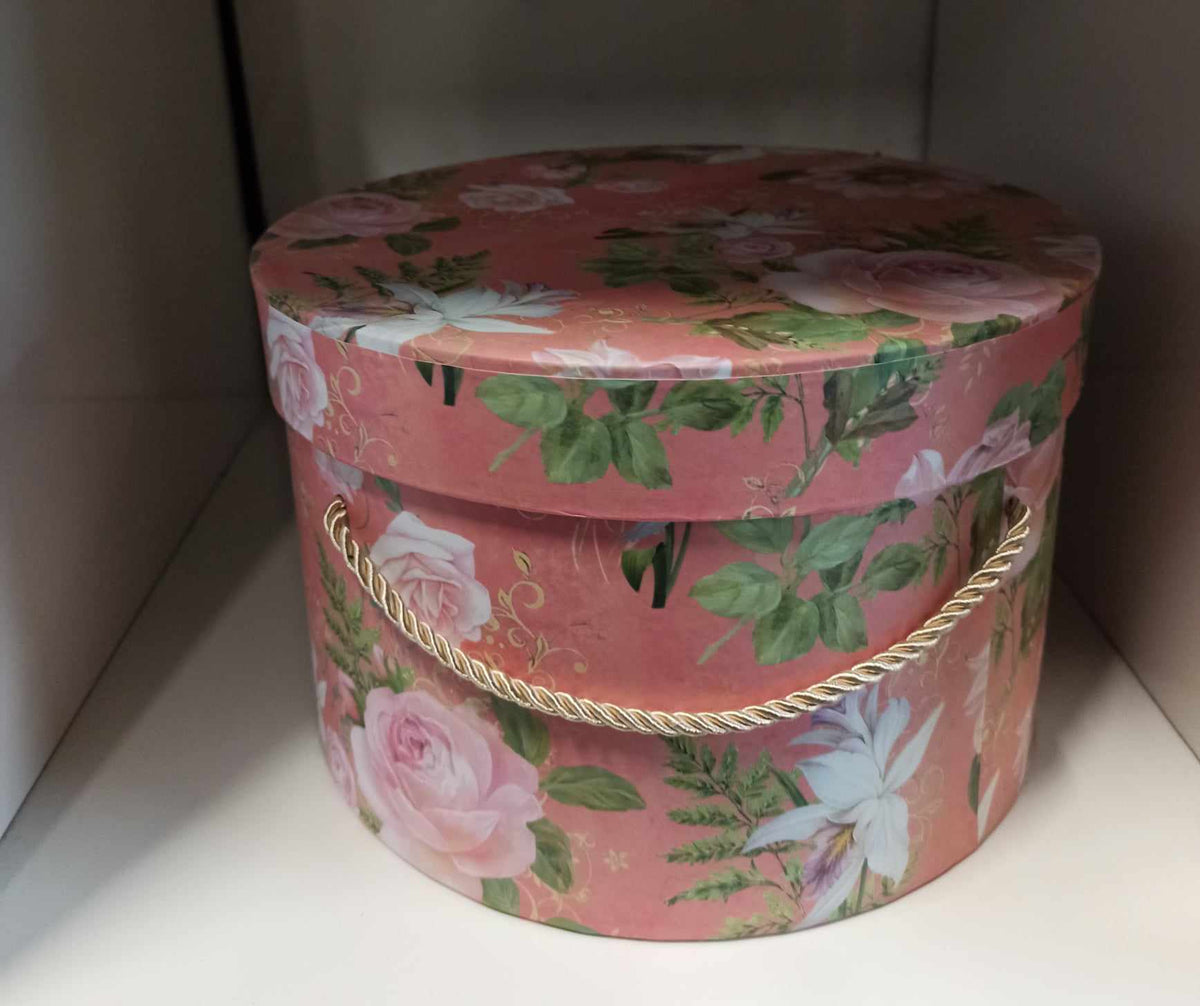 pink rose hat box 13cm x 20cm