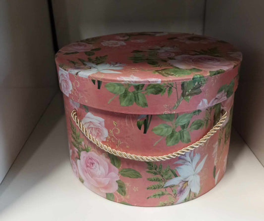 pink rose hat box 13cm x 20cm - Evergreen Silk Plants