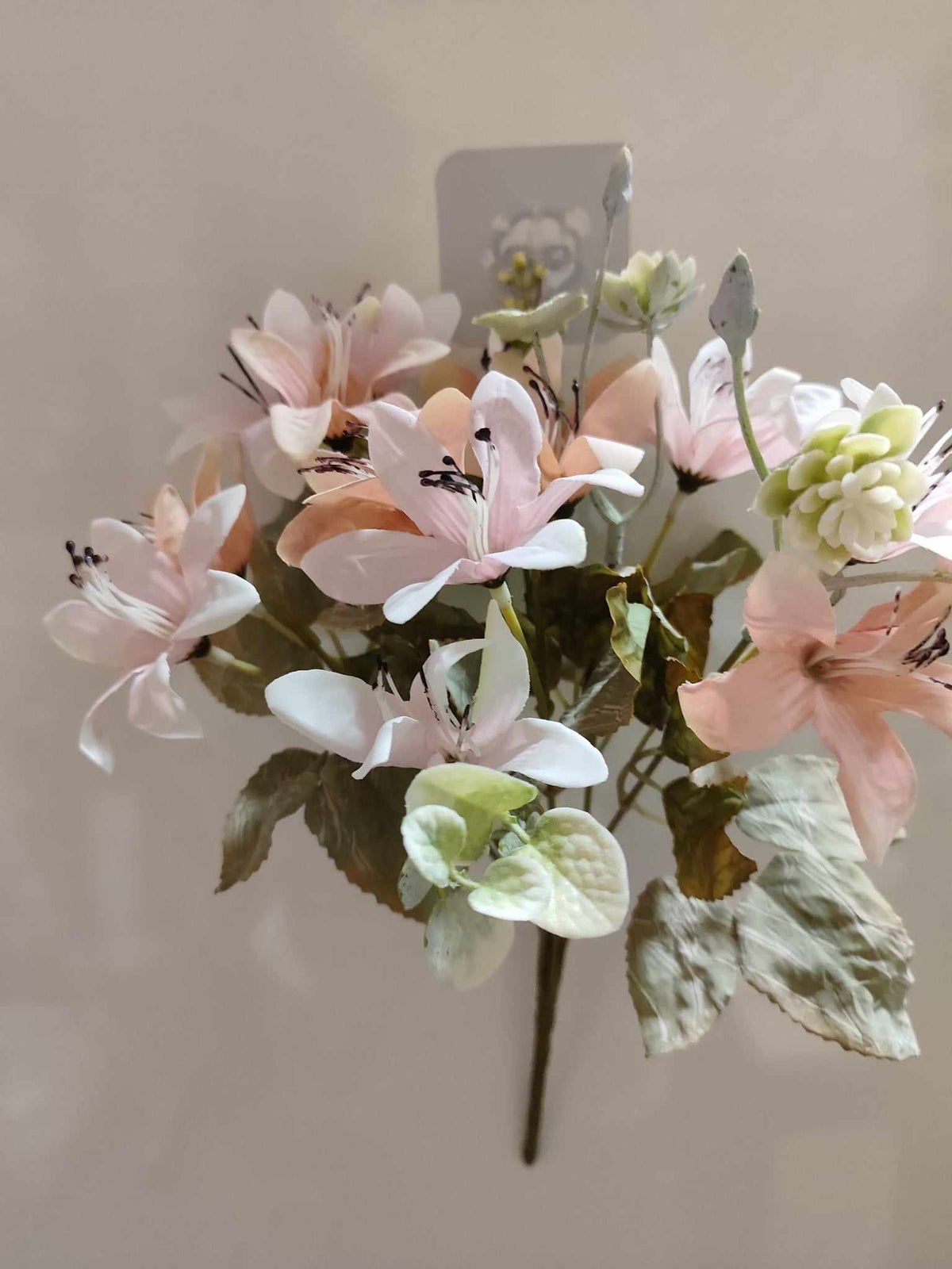 30cm Lily Bouquet Peach/Pink - Evergreen Silk Plants