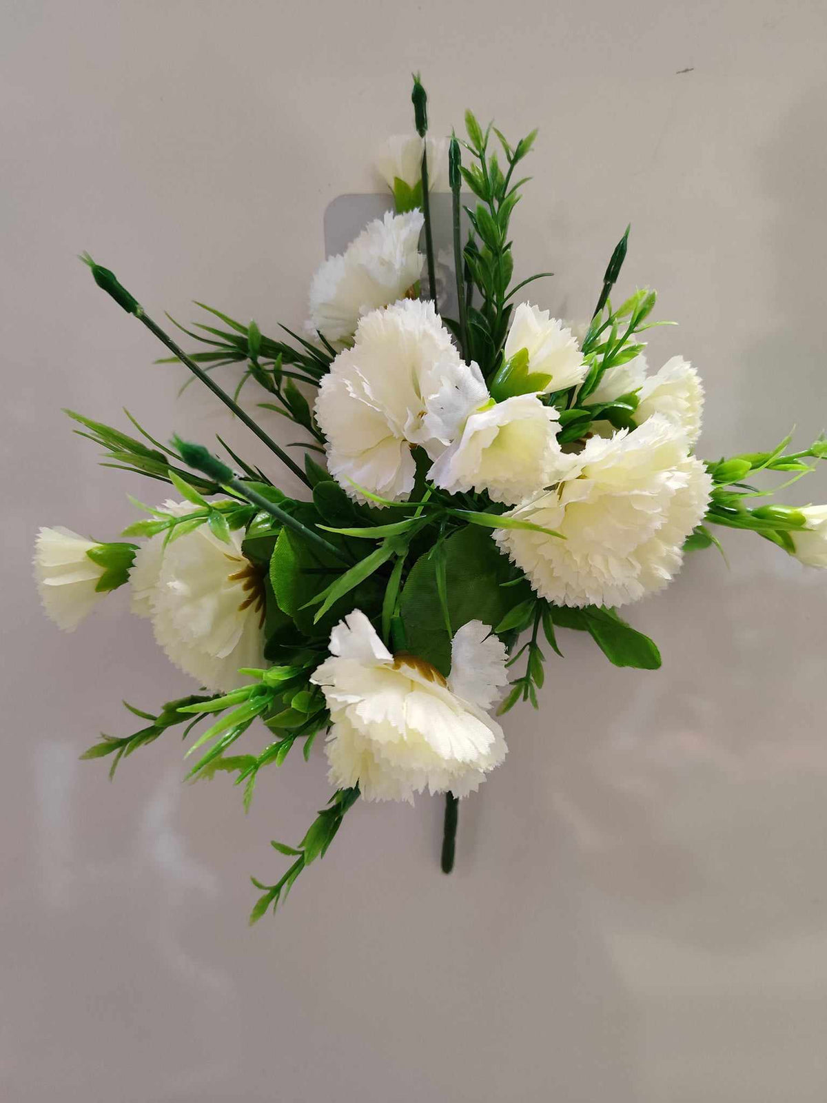 35cm Carnation Bouquet Cream - Evergreen Silk Plants