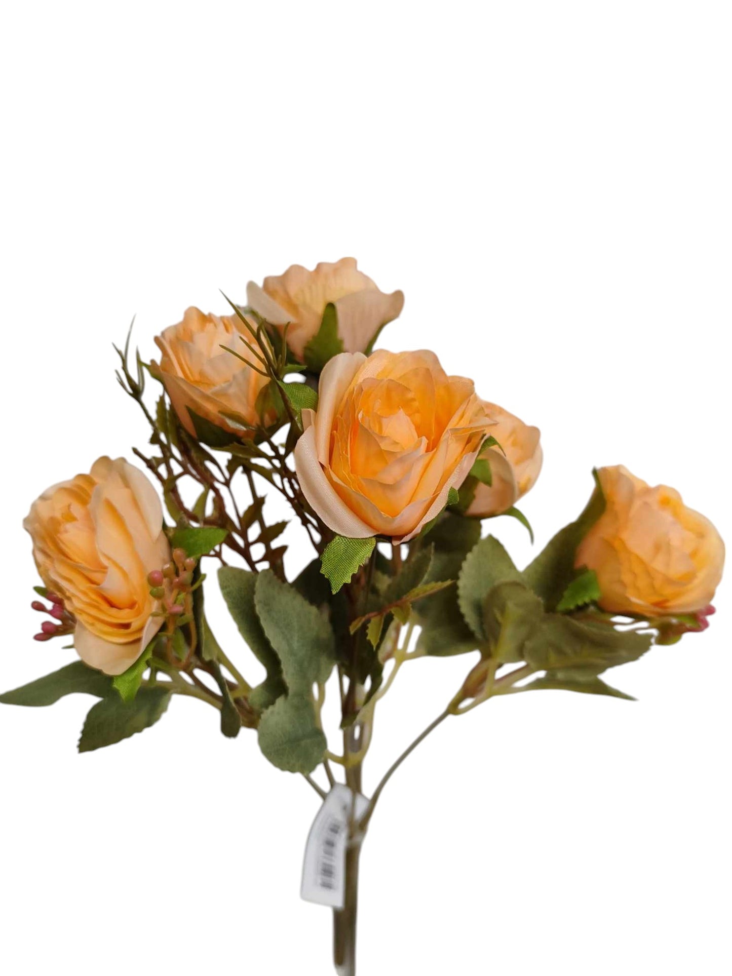 30cm Rose Bouquet Peach/Green