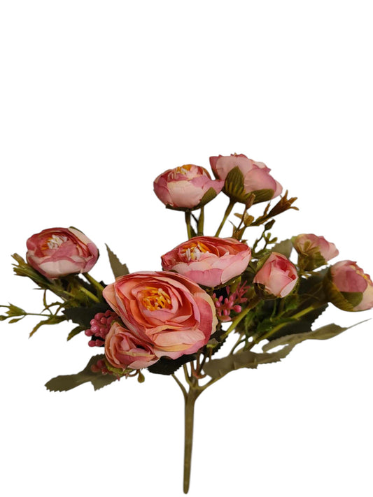 28cm Ranunculus Bouquet Pink/Peach