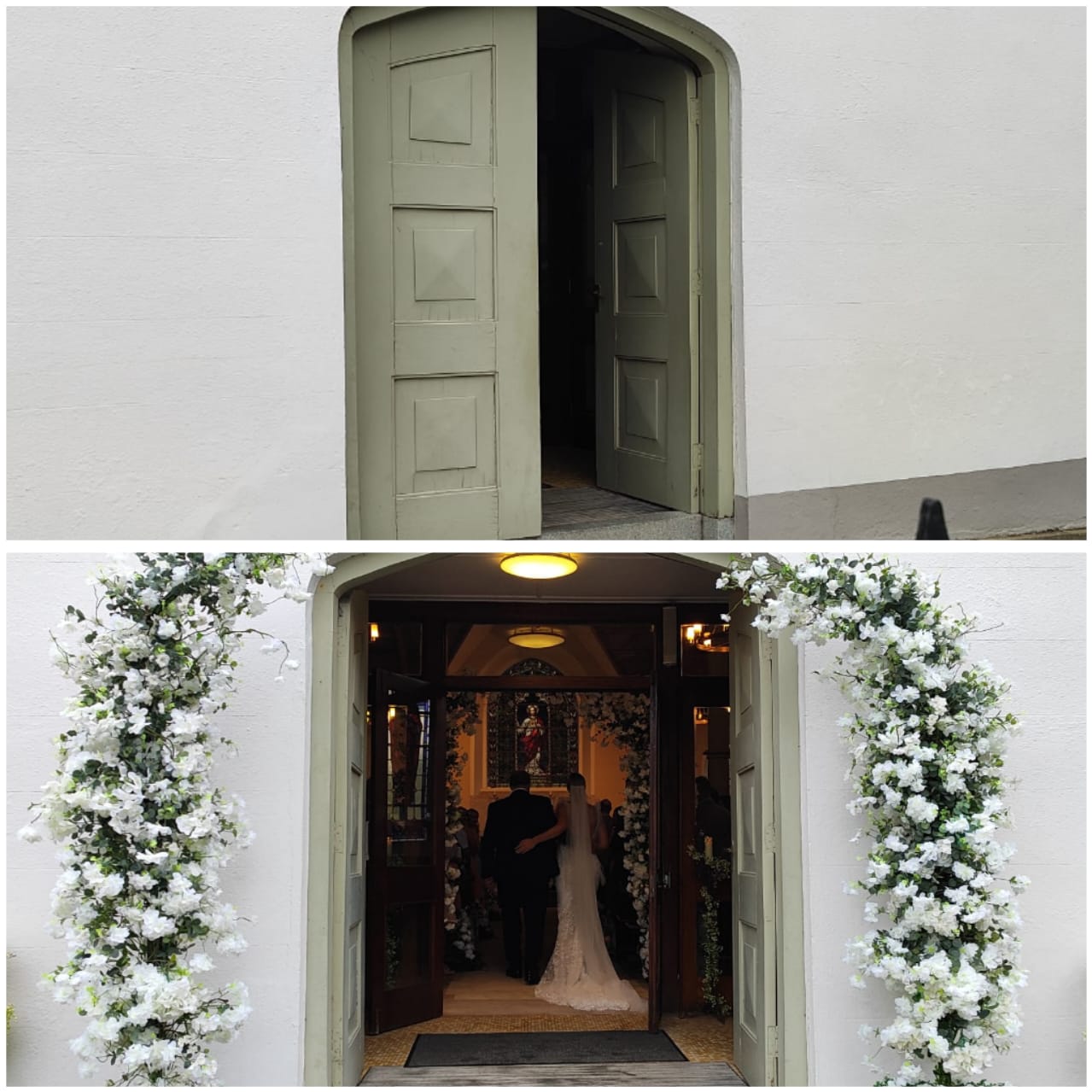 Meadow wedding package ceremony aisle flowers with lanterns and blossom trees