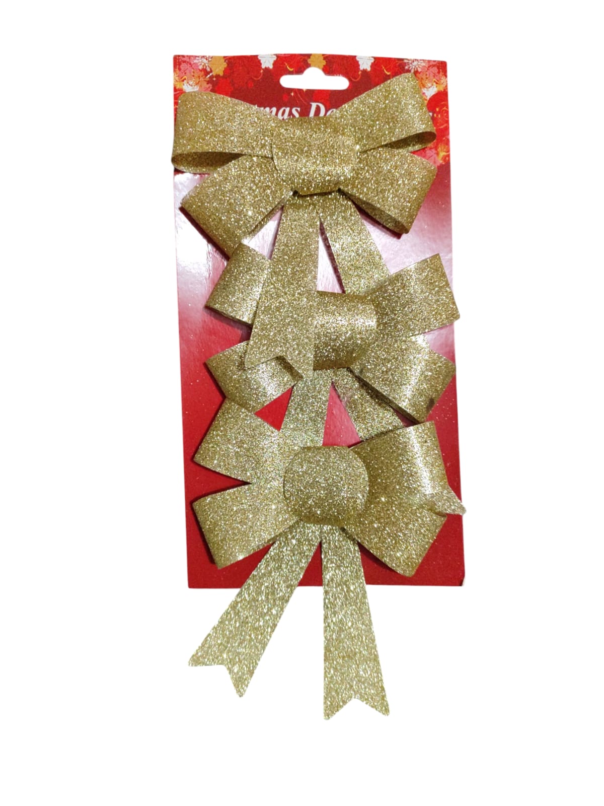 Gold Christmas bows x 3