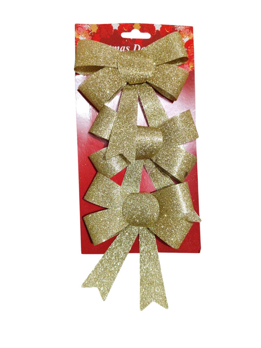 Gold Christmas bows x 3