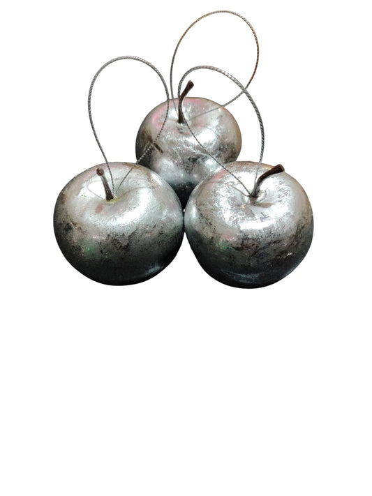 6cm Silver Apples x 3