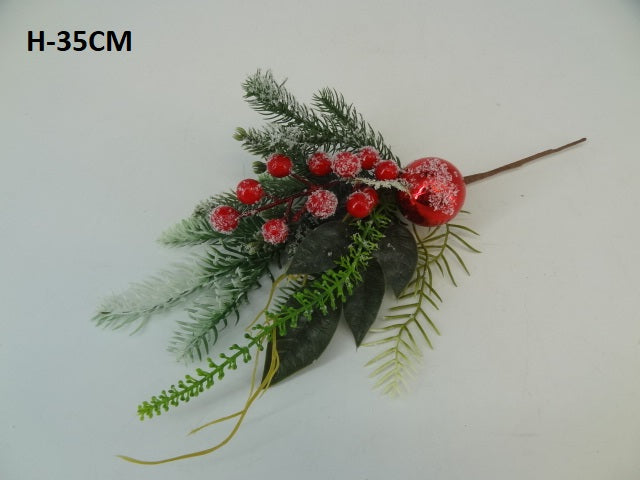 35cm Red Berry pick - Evergreen Silk Plants