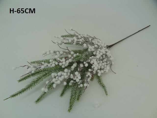 65cm White Berry and Spruce. - Evergreen Silk Plants