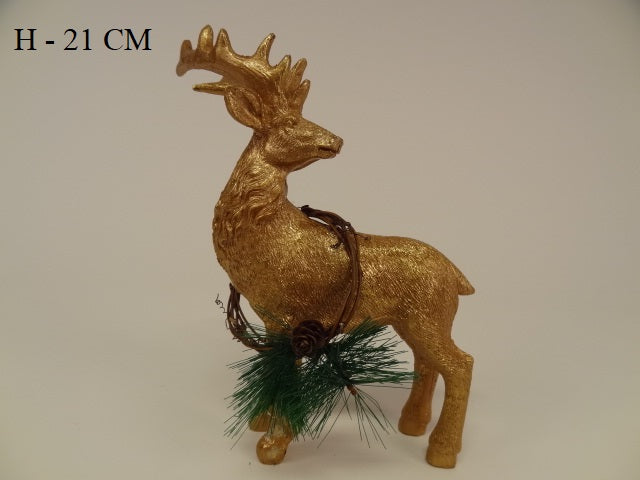 21cm Ceramic Reindeer - Evergreen Silk Plants