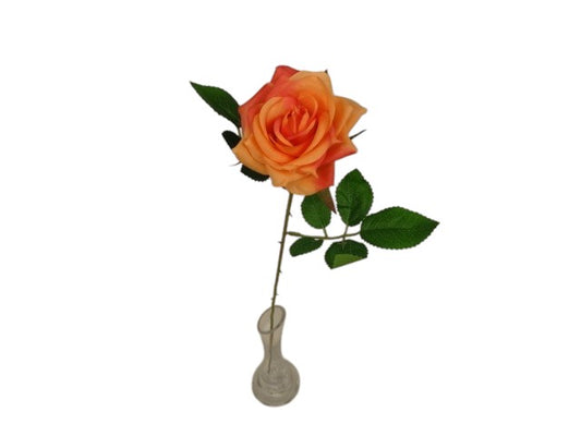 50cm Stemmed Rose Orange