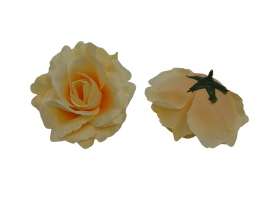 10cm Rose Flowerhead Yellow
