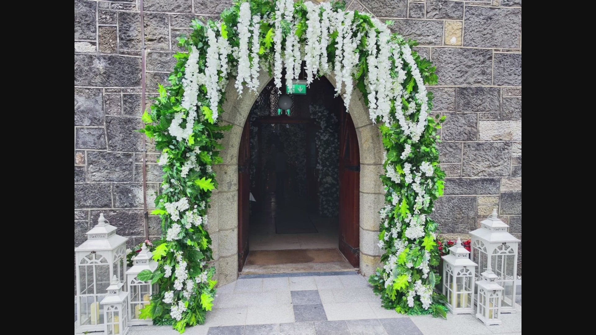 Enchanted wedding decor package video preview with blossom arches