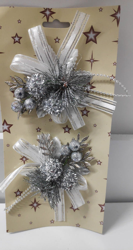 Silver Christmas Decoration - Evergreen Silk Plants