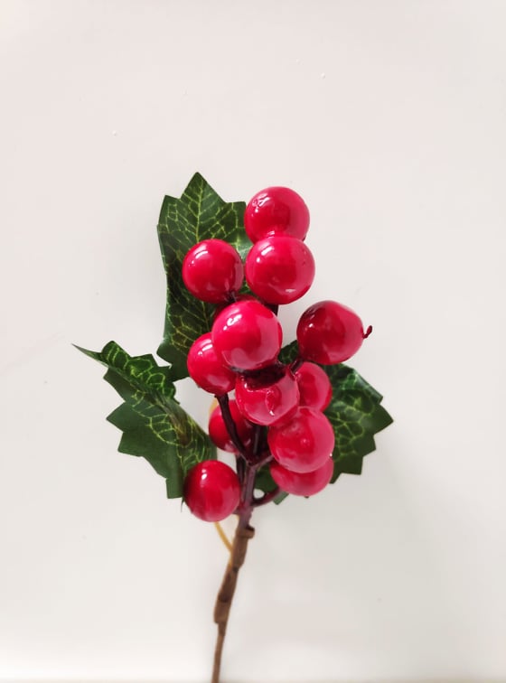christmas red berry pick | Evergreen Silk Plants
