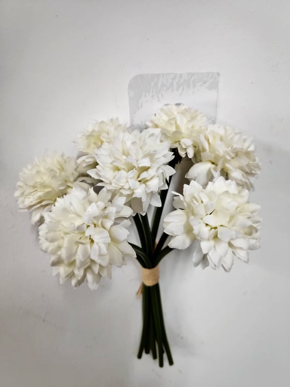 Tied Chrysanthemum Bouquet White | Evergreen Silk Plants