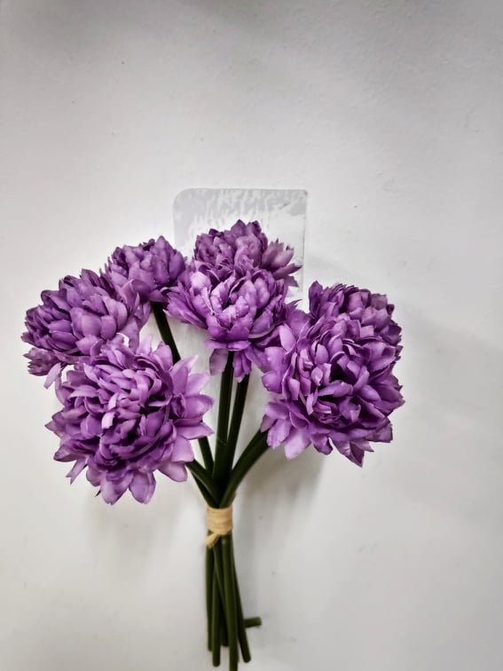 Tied Chrysanthemum Bouquet Lilac | Evergreen Silk Plants