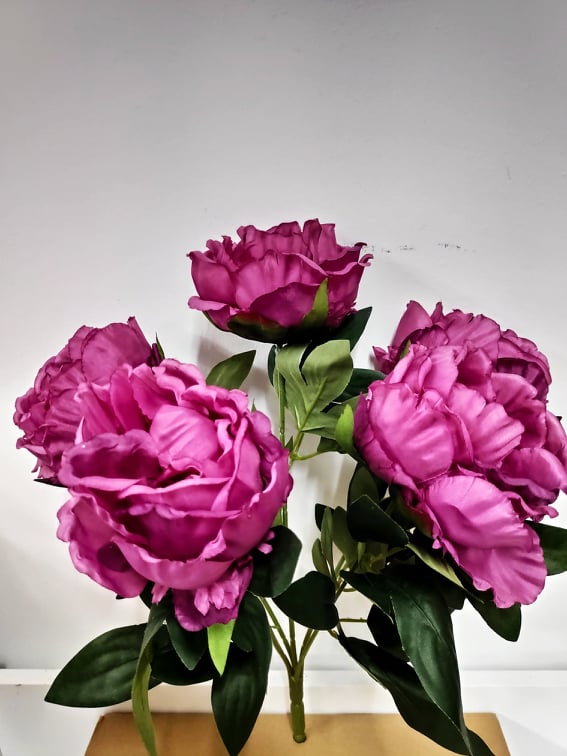 Peony Bouquet 5 head Dusty Pink - Evergreen Silk Plants