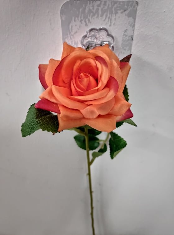 Stemmed Rose Orange 50cm - Evergreen Silk Plants