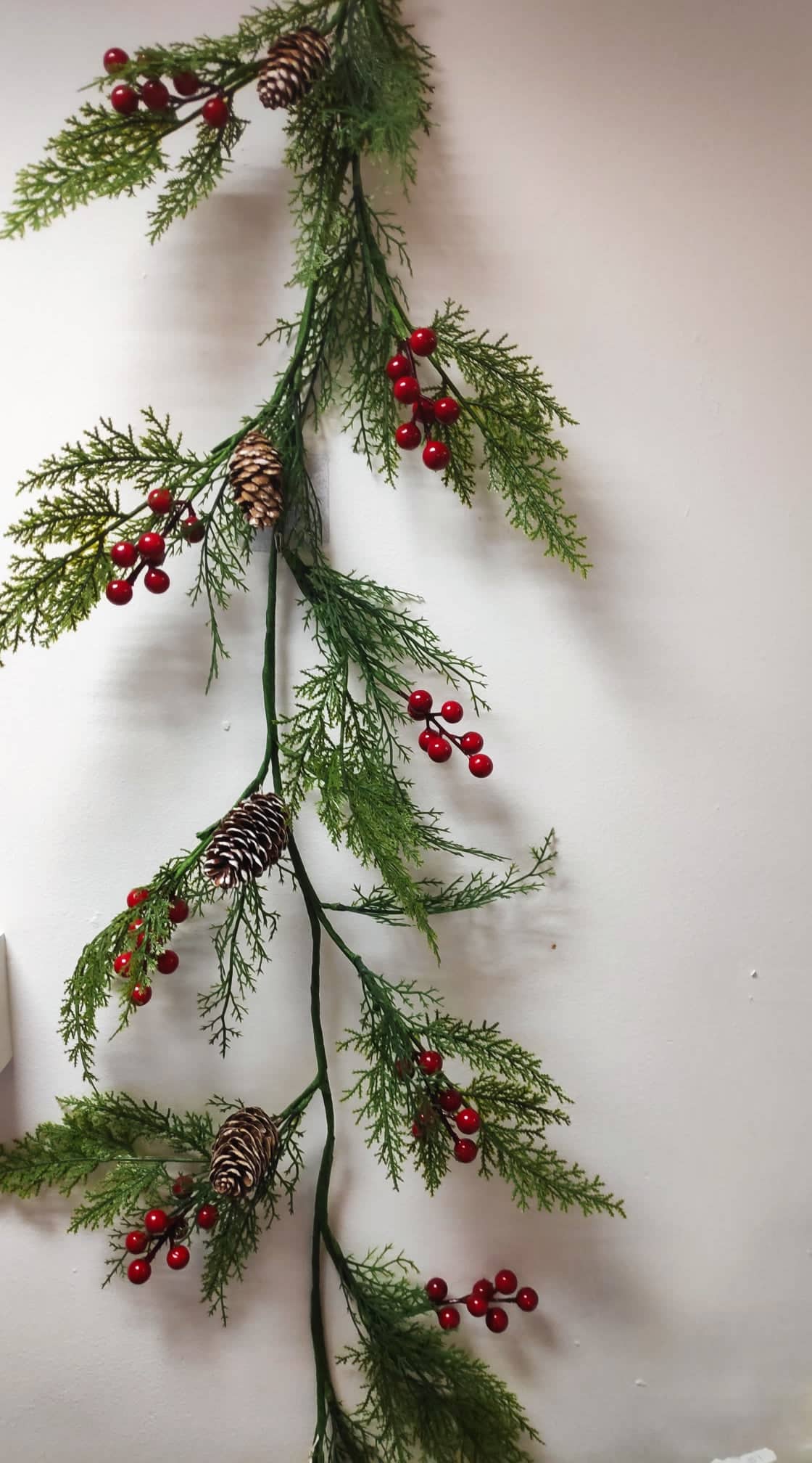 150cm Garland with Berries and pine cone | Evergreen Silk Plants