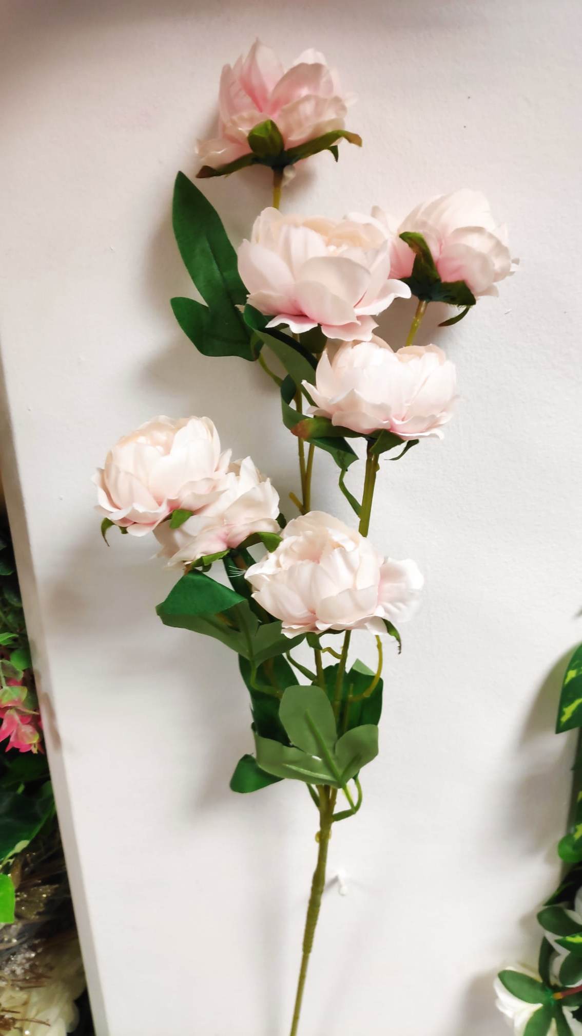 72cm Peony spray 7 flowers pink | Evergreen Silk Plants