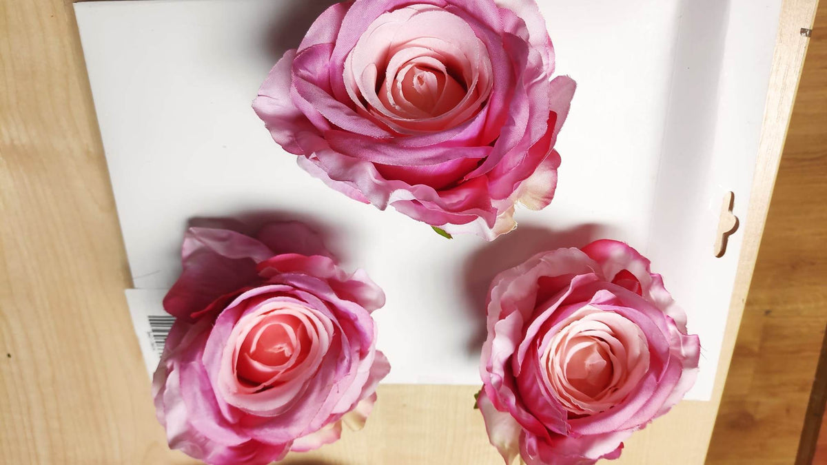 9cm Silk Rose Flowerhead Pink | Evergreen Silk Plants