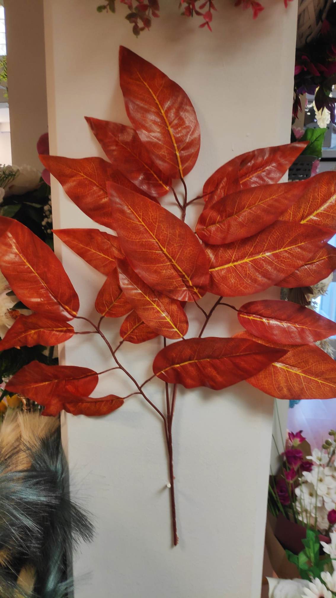 LARGE LEAF SPRAY ORANGE/BROWN | Evergreen Silk Plants