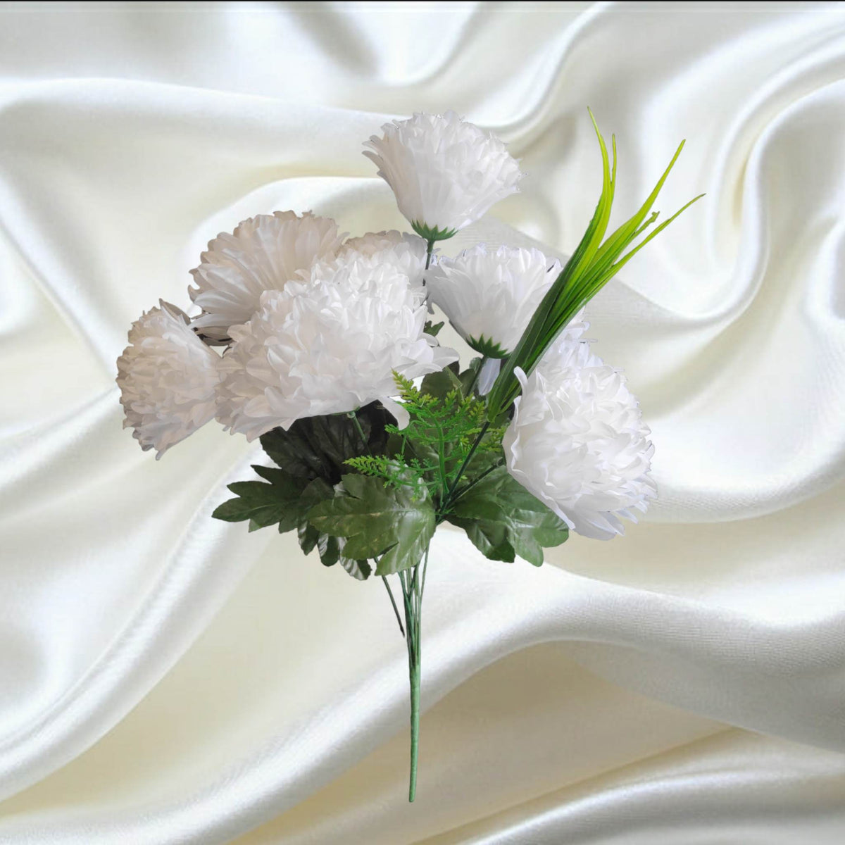 60 cm Chrysanthemum bouquet white | Evergreen Silk Plants
