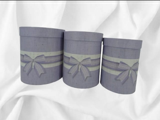 Set of 3 Hat Boxes Bow - Evergreen Silk Plants