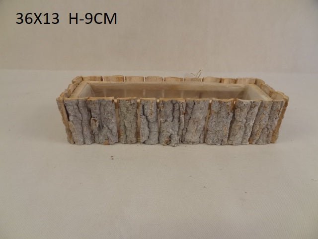 Wooden Bark Window Box | Evergreen Silk Plants