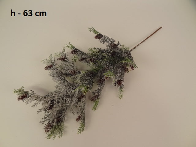 63cm Frosted Pine Branch. - Evergreen Silk Plants