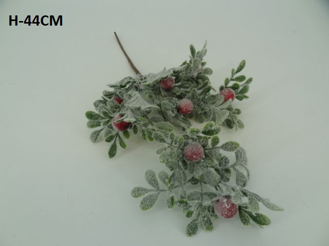 44cm Frosted Berry Branch | Evergreen Silk Plants